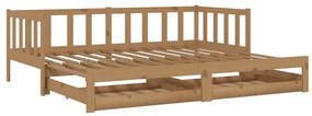 3083707 vidaXL Pat extensibil de zi, 2x(90x200)cm, maro miere, lemn masiv pin