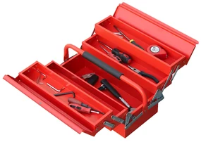 DURHAND Caseta Unelte Metalică Pliabilă, Organizator cu 5 Tavi și 3 Rafturi, pentru Atelier | Aosom Romania