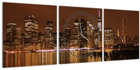 Tablou orașului nocturn (cu ceas) (90x30 cm)