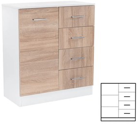 Comodă Miami cu 1 ușă și 4 sertare 80x92 cm stejar sonoma-alb