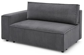 Modul pentru canapea gri închis cu tapițerie din catifea reiată (cu colț pe partea stângă ) Nihad modular – Bobochic Paris