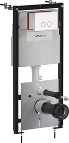 Rezervor incastrat Omnires StrongFrame ECO pentru vas WC suspendat si clapeta de actionare Steel-R45 finisaj alb mat