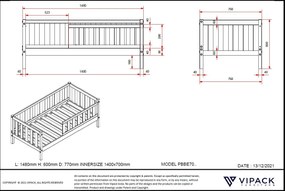 PEUTERBED 70 PAT PENTRU COPII MICI 70 X 140 CM ALB