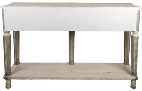 Consolă shabby chic din lemn, cu ornamente sculptate și finisaj gri antichizat, Marguerite