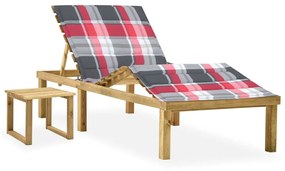 vidaXL Șezlong de grădină cu masă și pernă, lemn de pin tratat