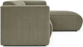 Colțar verde cu tapițerie din catifea reiată (cu colț pe partea dreaptă/cu șezlong) Merid – Ropez