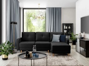 Coltar extensibil cu spatiu pentru depozitare, 240x165x90 cm, Roxi U02, Eltap (Culoare: Negru - Savoi 10)