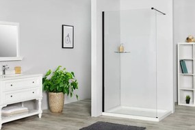 Paravan de dus tip Walk-in 100Ã 200 cm 8 mm profil negru mat