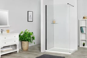 Paravan de dus tip Walk-in 110Ã 200 cm 8 mm profil negru mat
