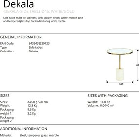 Masuta laterala design modern Dekala alb/auriu SV-258210