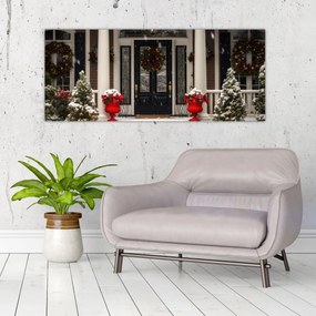 Tablou - Casa decorată de Crăciun (120x50 cm)