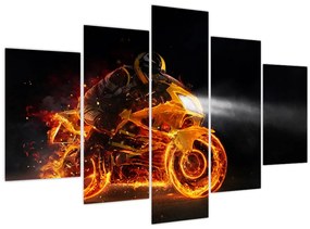 Tablou - Motociclist cu flăcări (150x105 cm)