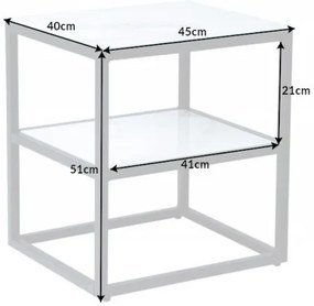Neînvins Masuta laterala Elegance 45 cm aspect marmura cu cadru alb, negru