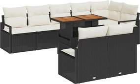 vidaXL Set de canapele pentru grădină 9 pcs Negru Rattan poli