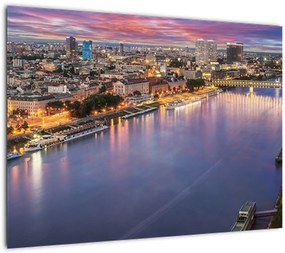 Tablou pe sticlă cu orașul Bratislava cu râu (70x50 cm)