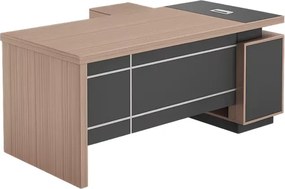 Birou managerial SMART HEATER cadru melaminat și panou frontal maro/gri