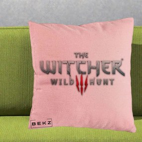 Perna Personalizata The Witcher 3 Wild Hunt, 40x40 cm, Roz, Husa Detasabila, Perna Inclusa, BEKZ®