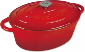 Oală fontă emailată cu capac Kinghoff KH-1612, roaster, roșie