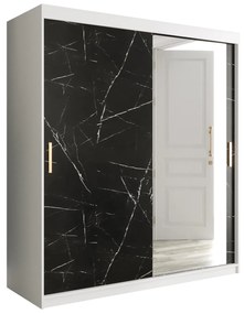 Dulap de haine 180 cm Marbelo T2 (mat alb + marmură neagră). 1064595