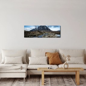 Tablou cu munții și tigrul (cu ceas) (90x30 cm)