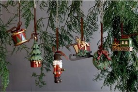Set 2 ornamente decorative din rășină pictată manual, spărgător de nuci și locomotivă, 10x3 cm, „Noël"