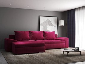 Colțar extensibil dumonde cu ladă de depozitare si sezut confortabil din spuma high-density, Leonardo Zoom Rosu 260x185 cm