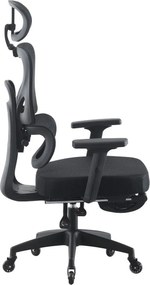 Scaun ergonomic, cotiere 3D, suport lombar adaptiv, spătar reglabil pe inaltime, tetiera 3D, suport pentru picioare, pivotant, Mesh, Negru