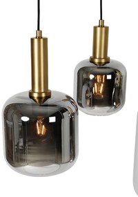 Lampă suspendată neagră cu auriu și sticlă fumurie ovală cu 5 lumini - Zuzanna