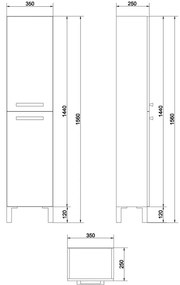 Dulap baie Cersanit Melar, 2 usi, 144 cm, alb, montat