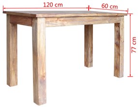 Masa de bucatarie din lemn masiv reciclat, 120 x 60 x 77 cm