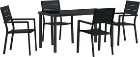 vidaXL Set de masă pentru grădină 5 pcs Negru