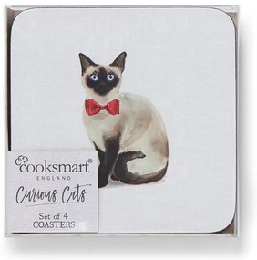 Set 4 suporturi de pahare Cooksmart ® Curious Cats, albastru