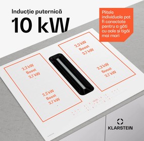 Klarstein AirJet FlexPro Down Air System, Plită cu inducție + hotă, Flexi zone, Booster
