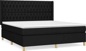 vidaXL Pat box spring cu saltea, negru, 180x200 cm, catifea