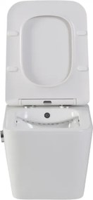 Set vas wc suspendat cu functie bideu, dreptunghiular, baterie crom Foglia Safari cu rezervor incastrat si clapeta de actionare dual-flush, alba cu 2