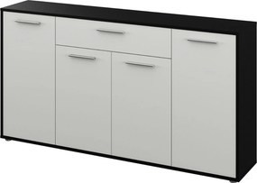Comoda LUNIA, alb/negru/crom, 163x33x86 cm
