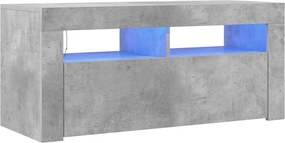 vidaXL Comodă TV cu lumini LED, gri beton, 90x35x40 cm
