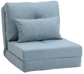 HOMCOM Fotoliu de podea Pat pliant cu saltea pliantă, design 2 în 1, pernă detașabilă, 60 x 80 x 56 cm, Himmelblau | Aosom Romania