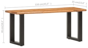 Banca margini naturale, 110 cm, lemn masiv de acacia si otel 110 cm