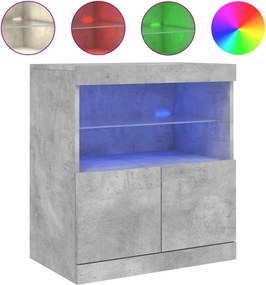 vidaXL Servantă cu lumini LED, gri beton, 60x37x67 cm