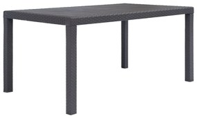 vidaXL Masă de grădină, maro, 150x90x72 cm, plastic, aspect ratan