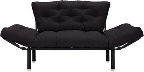 Canapea Extensibilă 2 locuri SUNNY, pentru terasă, 155x70x85 cm, Negru-Enjoy