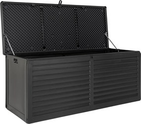 Ladă de grădină Dubrovnik, plastic, negru, 146,5x61x64,5 cm, 490 L
