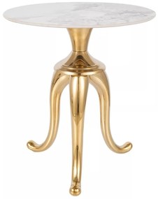 Masuta de cafea Snake marmura alba/auriu ø48/h55 cm