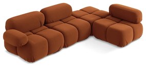 Colțar modular portocaliu cu tapițerie din catifea (cu colț pe partea dreaptă) Lokua – Makamii