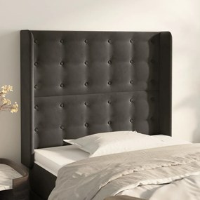 vidaXL Tăblie de pat cu aripioare gri închis 83x16x118/128 cm catifea