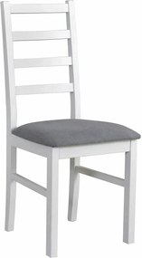 Scaun NILO 8, alb/gri - Riviera 91, lemn de fag/stofa catifelata, 43x4