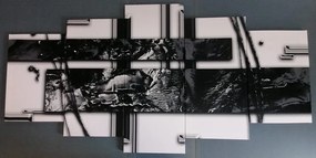 Tablou 5-piese abstracție de lux în design alb-negru