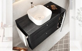 Set lemn masiv Mobilier Baie Suspendat Dellis Model D3 - Negru Texturat, Nu