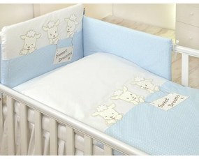 AMY - Lenjerie 3 piese Cu protectie laterala Sweet Dreams din Bumbac, 120x60 cm, Albastru